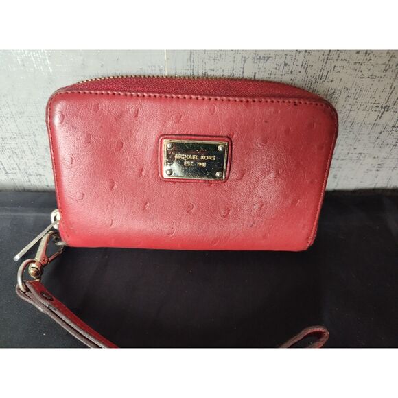 Michael Kors Red Zipper Wallet Wristlet - Picture 1 of 3